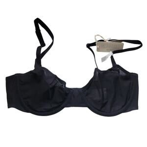 NWT Smoothez by Aerie Black Semi Sheer Balconette Bra - 32C